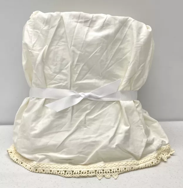 NUEVA Falda de cama doble de ganchillo gitano gitano chatarra con gota de 18" con gota ~ marfil