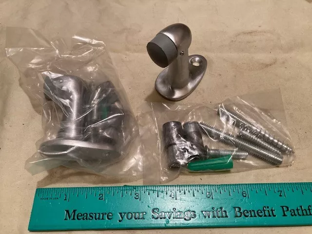 Solid Brass - Satin Chrome Finish - Commercial Grade Floor Mount Door Stops (2)