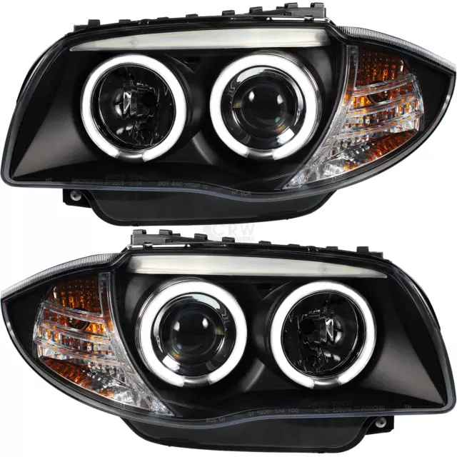 JUEGO DE FAROS CCFL ANGEL EYES para BMW E81 E82 E87 E88 2004-2011 NEGRO H63