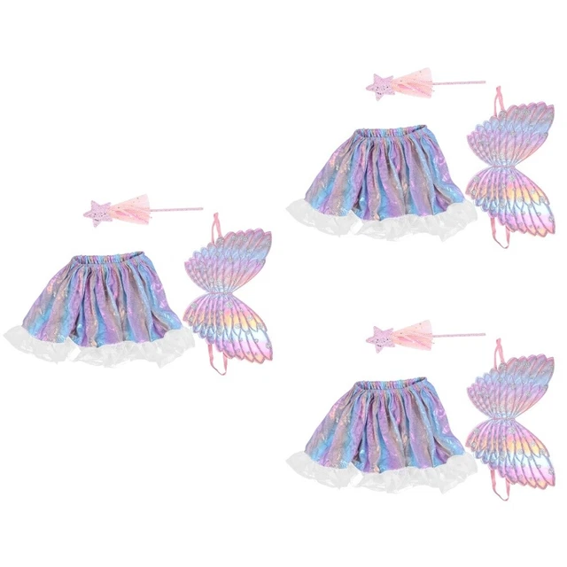 3 Sets Engel Schmetterlingsflügel Fee Kostümkleid Märchenprinzessin Stirnband