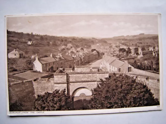 Postcard. JEDBURGH from the Castle. Roxburghshire. R.P. Used. Jedburgh postmark.