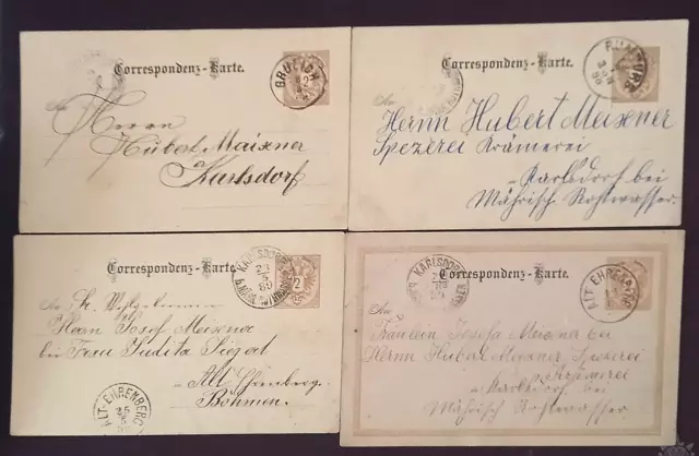 Autriche, 1888-1890 4 cartes KUK Corresp F TTB.