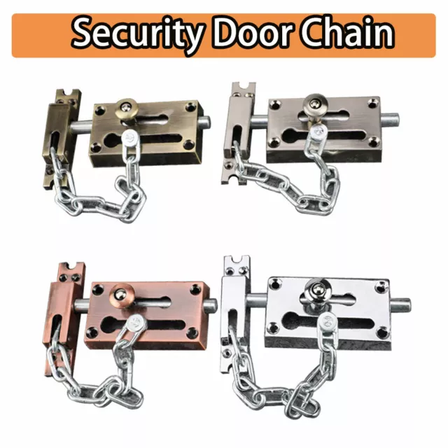 HEAVY DUTY DOOR CHAIN WITH LOCK BOLT Entrance Front Main Security Latch UK