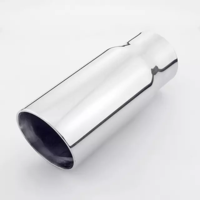 2.5" In 3.25" Out 8" Long 304 Stainless Steel Exhaust Tip Dual Wall Slant Cut