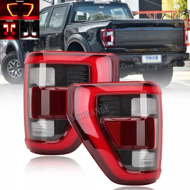 Pair LED Rear Tail Light Lamp Brake W/Blind Spot For Ford F-150 2021 2022-2023