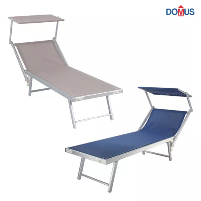 \ Chaise Longue Transat Aluminium Pliant Longues Avec Parasol Mer Piscine Etc.