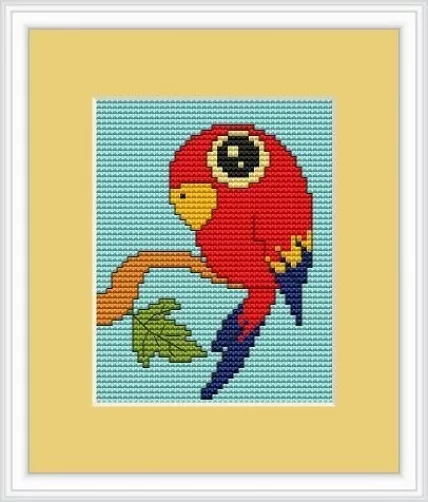 Parrot Cross Stitch Kit - Luca S - Beginner 8cm x 10.5cm