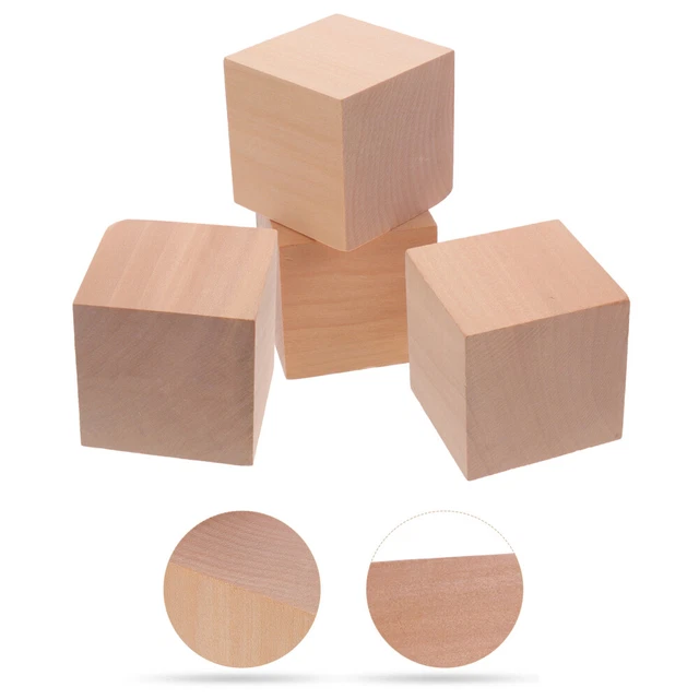 4 bloques cuadrados de madera cubos de madera sin terminar bloques de madera en blanco para artesanías
