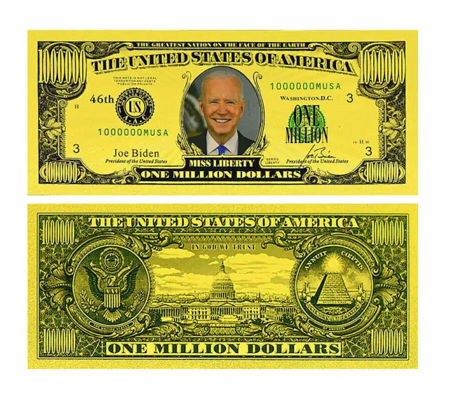 ★★ Usa / Etats Unis : Billet 1 Million Dollars President Joe Biden ★★ A