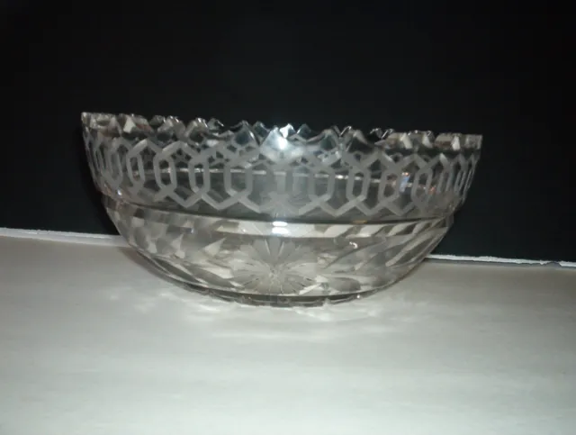 Antique** American Brilliant** Meriden Cut Glass Crystal Abp Bowl**8 1/4 Inch*