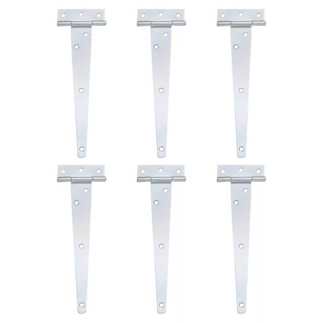 6Pcs T-Strap Door Hinges, 8" Wrought Tee Shed Gate Hinges Iron (White Zinc)