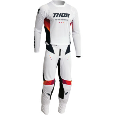 THOR PULSE STUNNER ROSSO-BIANCO 2019 COMPLETO CROSS-ENDURO MAGLIA+PANTALONE 