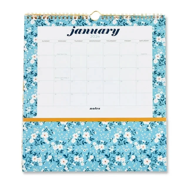 JANUARY 2024 TO December 2024 Floral Pocket Wall Calendar, 12in x 13in