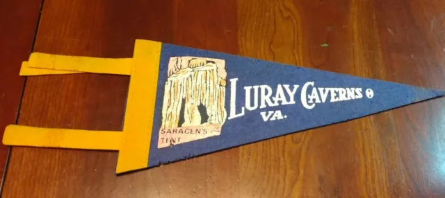 Vtg 1940s-1950s Small Felt Pennant Luray Caverns VA 8.5" saracens tent caves