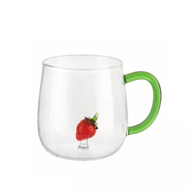 KASANOVA Mug in vetro borosilicato 380 ml fragola verde Tavola,Tè e caffè