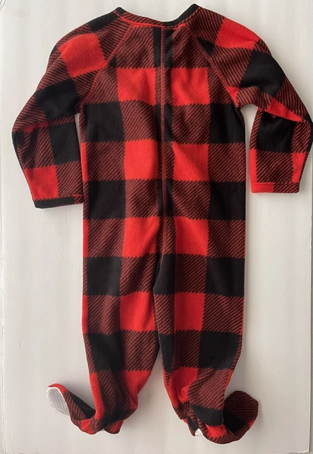 Nordstrom Pajama Toddler 18m Fleece Buffalo Plaid Zipped Footed Sleepwear New