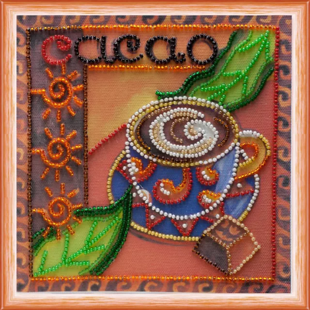 DIY Bead Embroidery Kit "Cacao" Beaded Stitching Needlepoint Beadwork