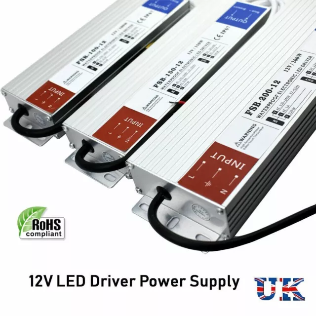 DC12V Slim IP67 Driver Waterproof Power Supply Transformer 240V AC to DC for LED