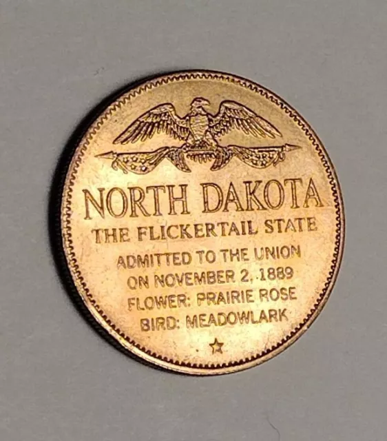 NORTH DAKOTA  1969 Shell Oil States of the Union Bronze Game Token Coin 3