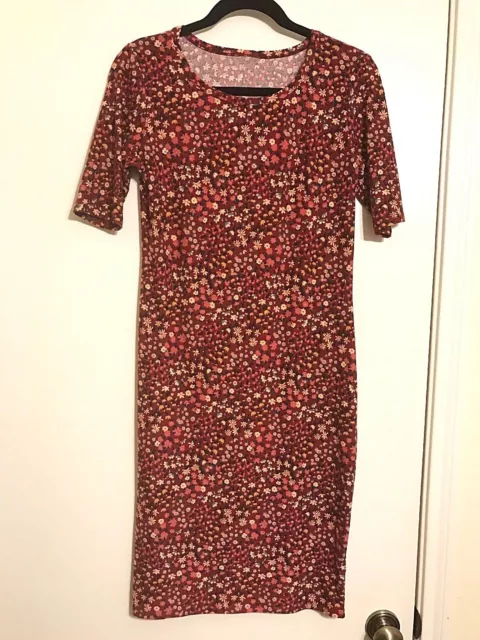 LULAROE Julia Dress S LEGGING MATERIAL Red Floral Cream Pink Black Teal Tan SOFT