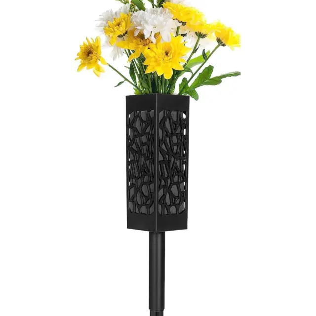 Grave Cemetery Vase with Stake Headstone Flower Marker Stable Sturdy (Included