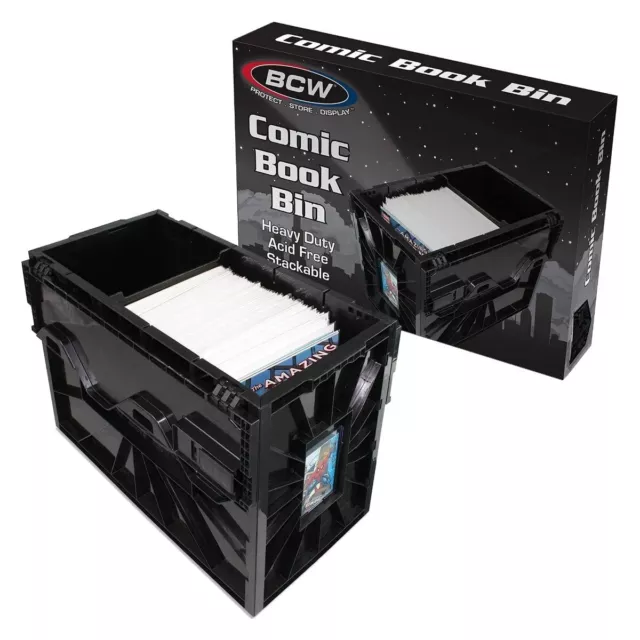 BCW Short Comic Book Bin Black Heavy Duty, Acid-Free Plastic