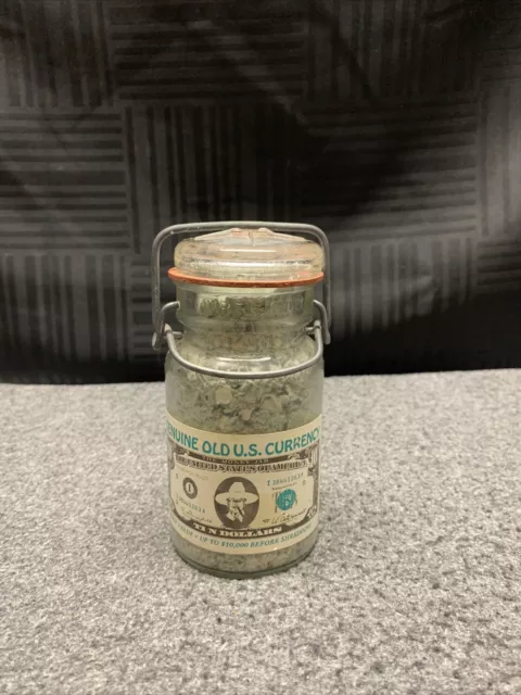 Vintage 1976 The Money Jar Genuine Old US Currency Shredded Up to 10k Face Value