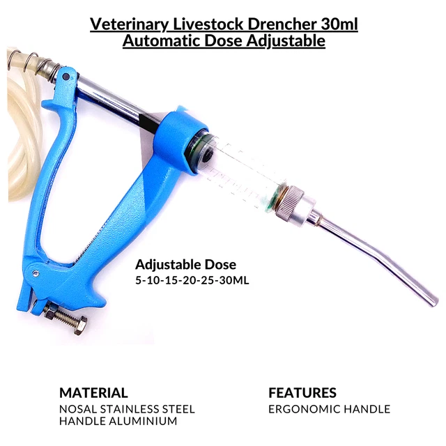 Drencher Veterinario Ganadería 30ml Automático Dosis Ajustable...