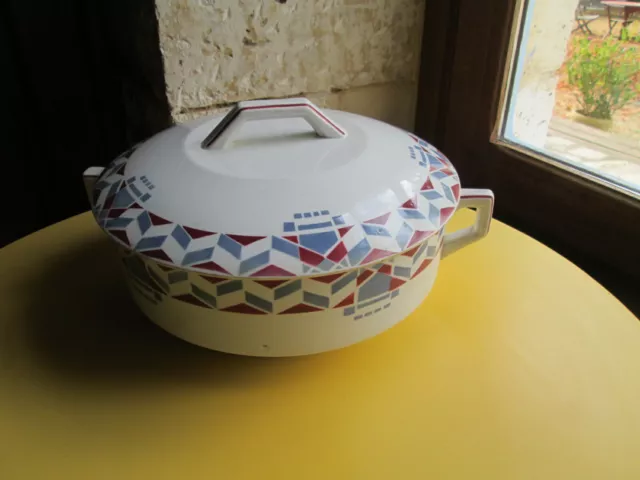 Déco Vintage soupière en faïence Moulin des loups des décor géométrique bon état