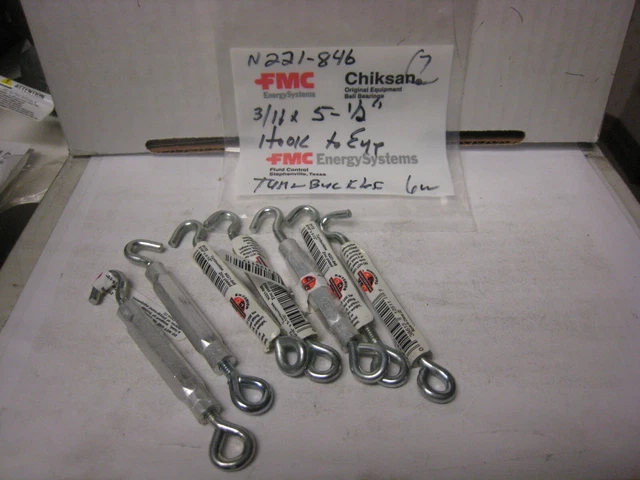 7 Stanley National N221-846 3/16" x 5-1/2" Zinc Alum Hook to EYE Turnbuckle
