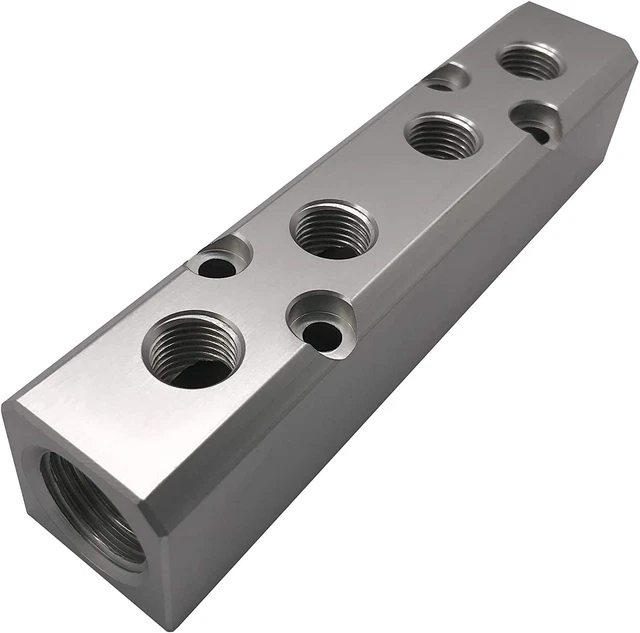4 WAY PNEUMATIC Manifold Air Distribution Block, G1/2 Supply Port, G1/4