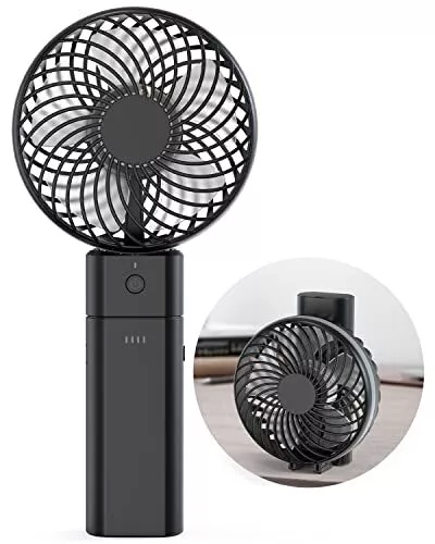 Galros Ventilateur USB Rechargeable, Ventilateur Portable Main, Noir