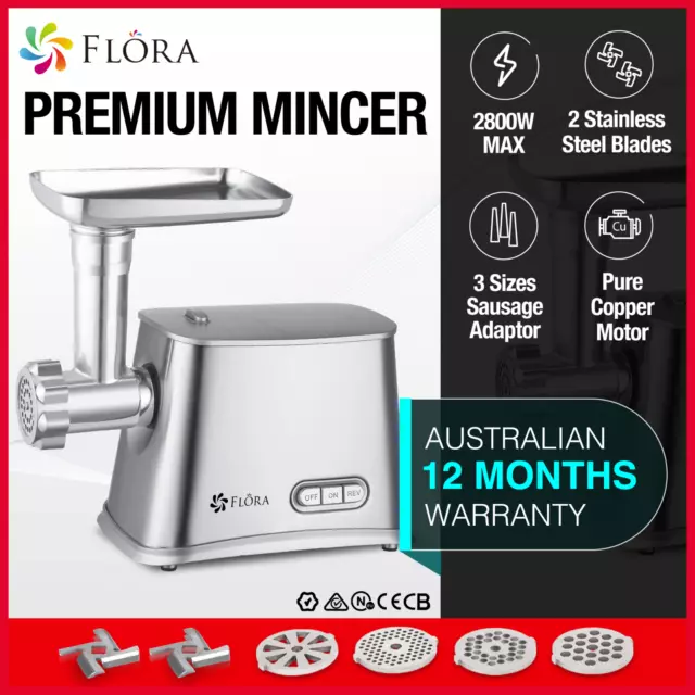 Flora Max 2800W Electric Meat Mincer Sausage Filler Stuffer Kibbe Maker Machine. 2