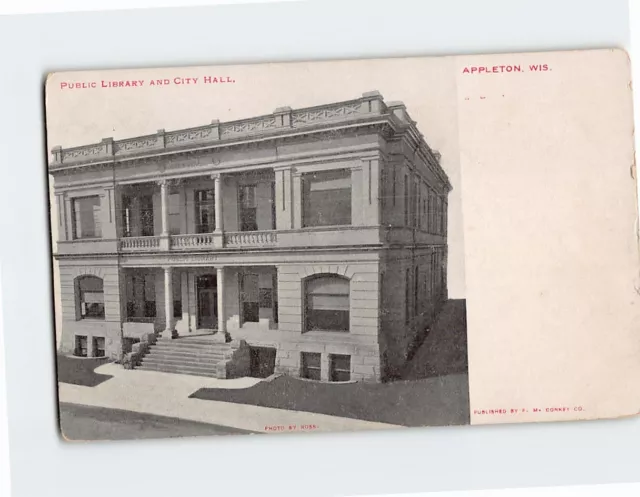 Postcard Public Library and City Hall Appleton Wisconsin USA