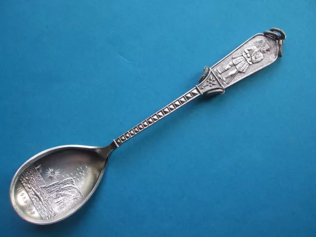 Antique 830 Silver Norwegian Nordkap Picture Bowl Spoon By Marius Hammer Vgc