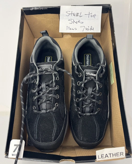 Die hard steel toe shoes men’s Seven Wide made of leather. Really Tuff & Sturdy.
