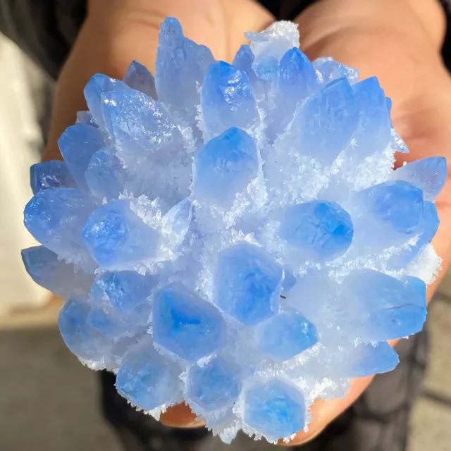 363G New Find sky blue Phantom Quartz Crystal Cluster Mineral Specimen Healing