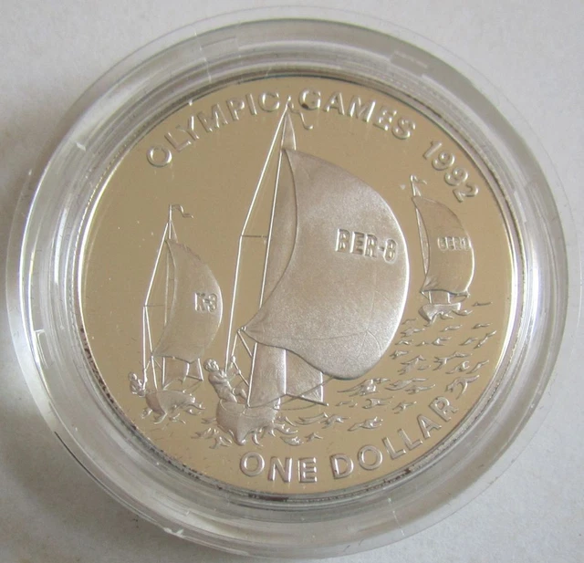 Bermuda 1 Dollar 1992 Olympics Barcelona Sailing Silver
