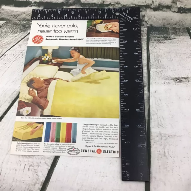 Vintage 1956 Advertising Art print General Electric Blankets 3