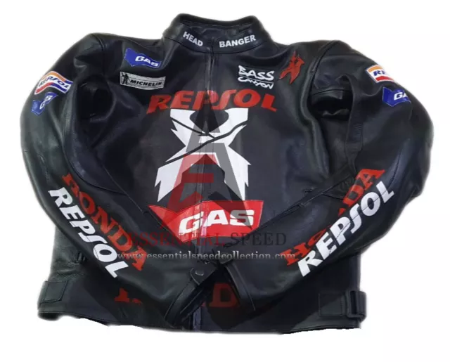 Honda Repsol Racing Motorbike Leather Jacket in Cowhide/5 Ce Approved Protection