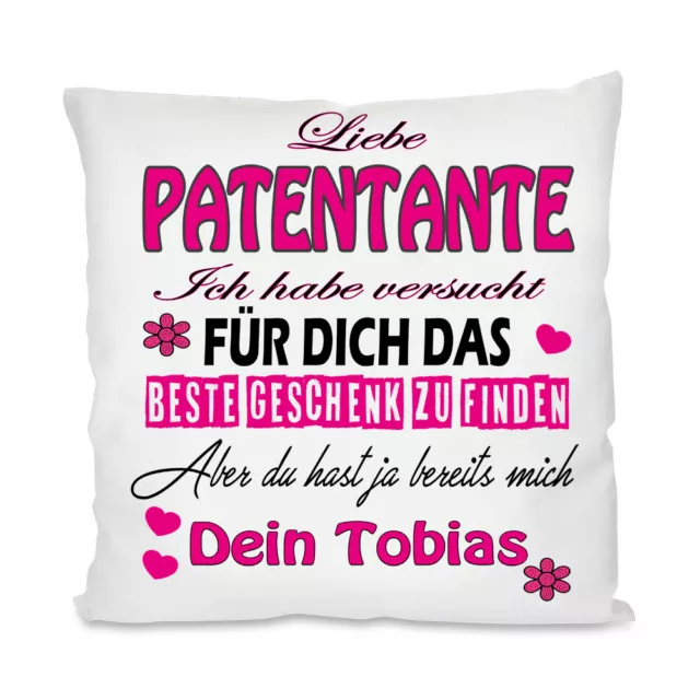 Patentante Personalisiertes Liebe Tante Kissen, Geschenk Zur Taufe, Dekokissen