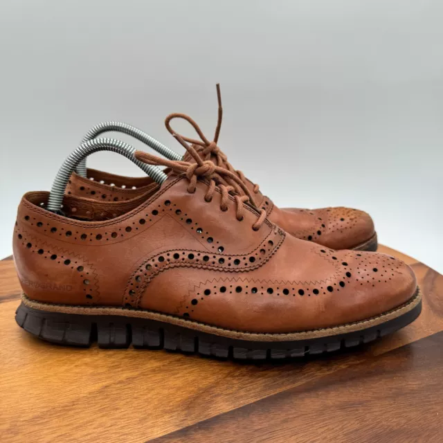 COLE HAAN ZEROGRAND Shoes Mens 9 M Brown Leather Wingtip Oxford Dress ...