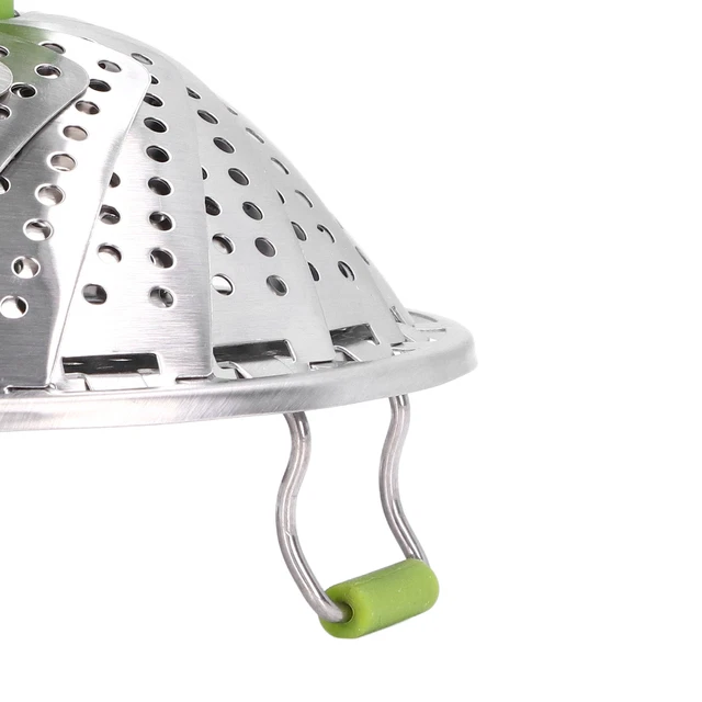 Cesta de vapor multiusos acero inoxidable plegable estante de vapor utensilios de cocina HG