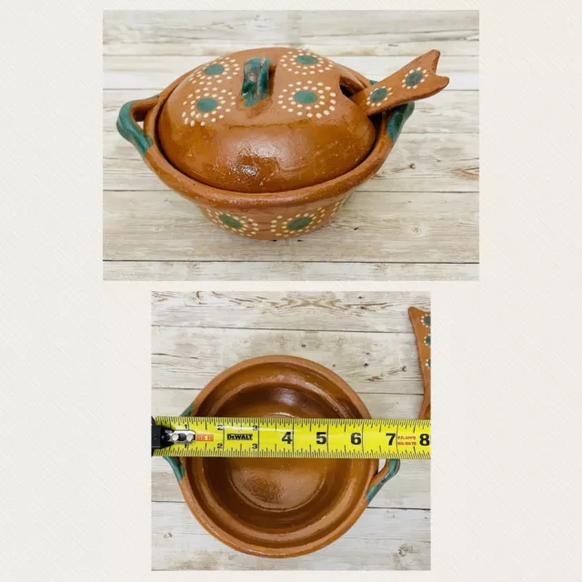 Terracotta Salsero With Lid & Spoon Salsero De Barro Con Tapa Y Cuchara De Barro