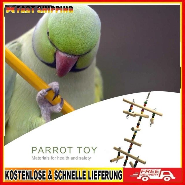 Pet Parrot Cage Chew Bite Toy Budgie Bird Colorful Bead Hanging Climbing Ladder
