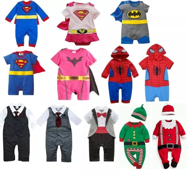 Baby Boy Girl Superhero Fancy Dress Outfit Romper Costume Christmas Gift