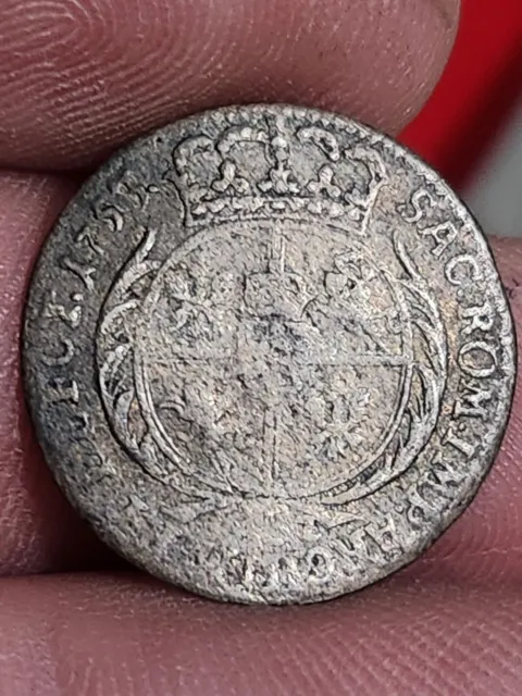 Rare 1753 German States Saxony Albertine Antique Silver Coin