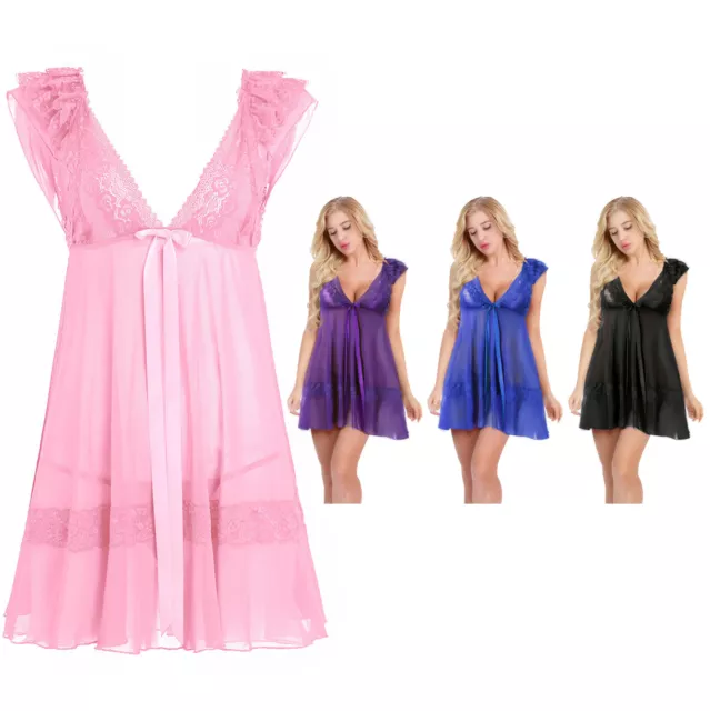 Sexy Women's Lingerie See-through Babydoll Nightwear Sleepwear with G-string