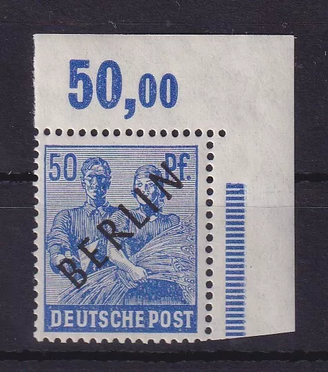 Berlin 1948 Schwarzaufdruck 50Pf Mi-Nr. 13 POR ndgz Ecke OR ** gpr. SCHLEGEL BPP