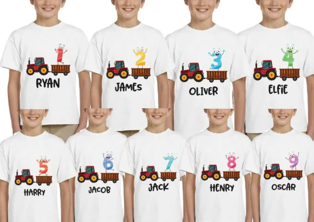 Personalized Kids Childrens T-Shirt Birthday Boys Girls Age Tee